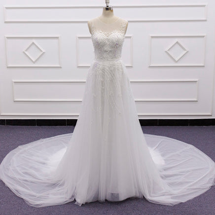 Original Removable Elegant Wedding Dress Sweetheart 3D Flowers Beaded Sequined Sheer Illusion A-Line Bridal Gown Robe De Mariee SJ336 DIGITAL OFFICE ELECTRONIC
