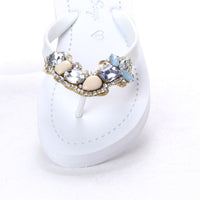 Original Shoes Blue York - Rhinestone Flat Flip Flops Sandal