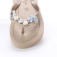 Original Shoes Blue York - Rhinestone Flat Flip Flops Sandal