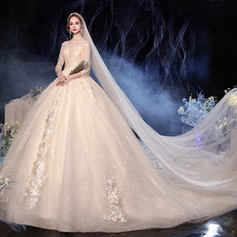 LOVSKYLINE - Original New Luxury Embroidery Wedding Dress With Appliques O-Neck Romantic Long Train Half Sleeves Robe De Mariée 2024 Custom Ball Gown DIGITAL OFFICE ELECTRONIC