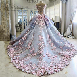 Original Colorful Luxury Wedding Dresses Pink Flowers Dreamy Ball Gown Wedding Gowns Princess Bride Dress 2017 Vestido de Noiva Mariage DIGITAL OFFICE ELECTRONIC