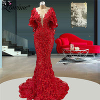 Original Dubai Design Cape Sleeves Lace Red Evening Dresses Formal Long Celebrity Dresses 2022 Plus Size Mermaid Party Gowns For Prom DIGITAL OFFICE ELECTRONIC