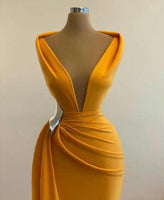 Original Gorgeous Long Sleeve Daffodil Mermaid Evening Dresses 2022 Elegant Sexy Prom Dress Sequined Formal Evening Gowns robe de soiree DIGITAL OFFICE ELECTRONIC