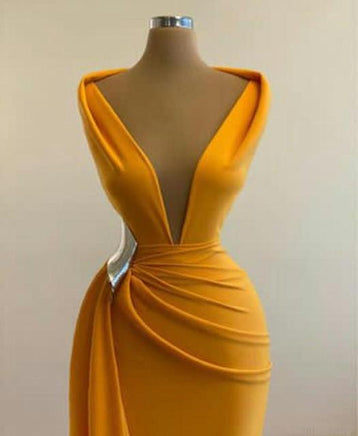 Original Gorgeous Long Sleeve Daffodil Mermaid Evening Dresses 2022 Elegant Sexy Prom Dress Sequined Formal Evening Gowns robe de soiree DIGITAL OFFICE ELECTRONIC