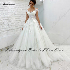 Original Lakshmigown Princesa Dubai Wedding Gowns Cap Short Sleeves 2022 Vintage Lace Glitter Tulle Princess Muslim Wedding Dresses DIGITAL OFFICE ELECTRONIC