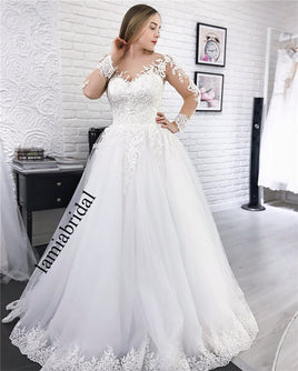 Original Modest Plus Size Long Sleeves Wedding Dresses 2019 A Line Vintage Lace Sequined Beaded Cheap White Vestido De Novia Bridal Gowns DIGITAL OFFICE ELECTRONIC