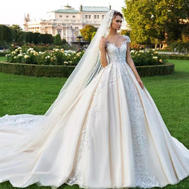 Original New Vintage Vestidos Novias Boda Cap Sleeve Luxury Ball Gown Wedding Dress With Veil Robe de Mariee Princesse de Luxe Gelinlik DIGITAL OFFICE ELECTRONIC