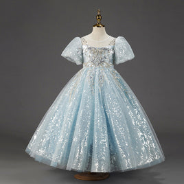 Original Princess Shinging Tulle Scoop Flower Girl Dress Children First Communion Dress Ball Gown Wedding Party Dress Runway Show Pageant DIGITAL OFFICE ELECTRONIC