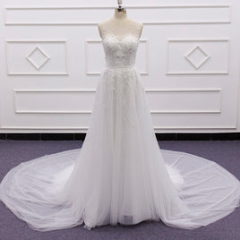 Original Removable Elegant Wedding Dress Sweetheart 3D Flowers Beaded Sequined Sheer Illusion A-Line Bridal Gown Robe De Mariee SJ336 DIGITAL OFFICE ELECTRONIC