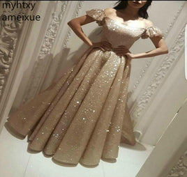Original Sexy Gold Color Evening Dresses 2021 Saudi Arabia Dubai A Line Off Wear Formal Party Prom Custom Gowns Plus Size Robe De Soiree DIGITAL OFFICE ELECTRONIC