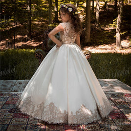 Original Vintage Pink/Ivory Princess Kids Flower Girl Dress for Wedding with Gold Lace Applique First Communion Party Tutu Birthday Dress DIGITAL OFFICE ELECTRONIC