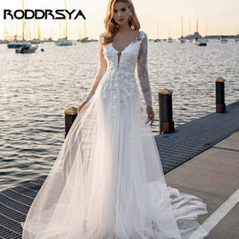 RODDRSYA - Original Sexy Mermaid Wedding Dresses Lace With Embroidery Elegant Long Sleeve Bride Gowns Appliques DIGITAL OFFICE ELECTRONIC